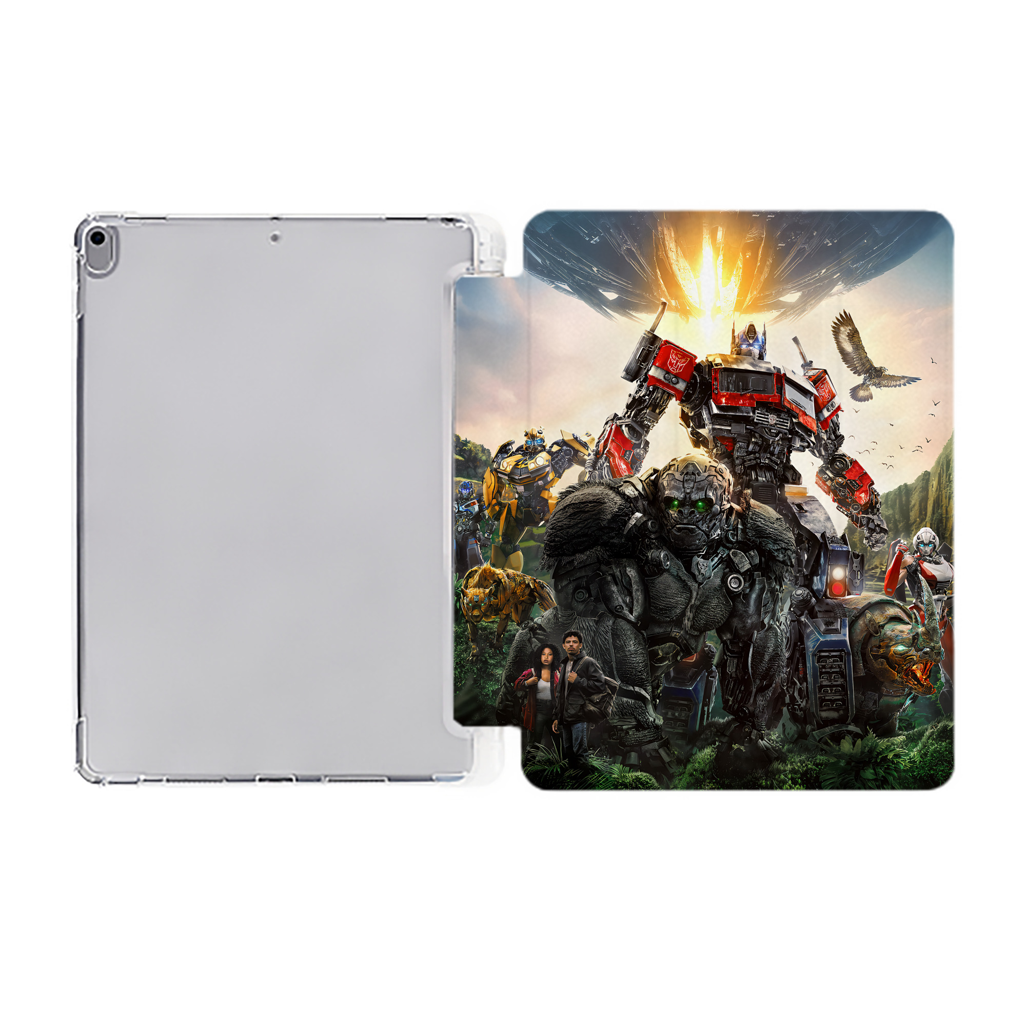 （画像用） Transformers トランスフォーマー IPad ケース ペン収納付き 三つ折りスタンド PUレザー×シリコン 対応機種9.5/10.5/10.9インチ